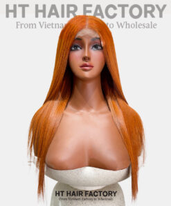 Bone Straight 2x6 Lace Frontal Wigs Burnt Orange Color 20 inches