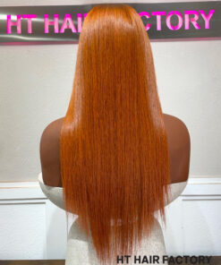 Bone Straight 2x6 Lace Frontal Wigs Burnt Orange Color 20 inches
