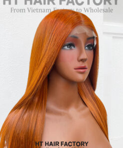 Bone Straight 2x6 Lace Frontal Wigs Burnt Orange Color 20 inches
