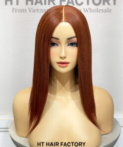 Bone Straight 2x6 Lace Frontal Wigs Copper Auburn Color 14 inches