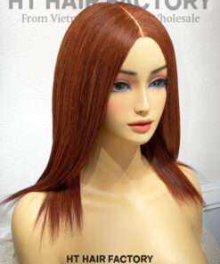 Bone Straight 2x6 Lace Frontal Wigs Copper Auburn Color 14 inches