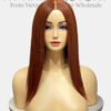 Bone Straight 2x6 Lace Frontal Wigs Copper Auburn Color 14 inches