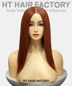 Bone Straight 2x6 Lace Frontal Wigs Copper Auburn Color 14 inches