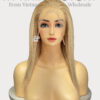 Bone Straight 2x6 Lace Frontal Wigs Creamy Blonde Color 10 inches