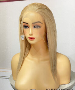 Bone Straight 2x6 Lace Frontal Wigs Creamy Blonde Color 10 inches