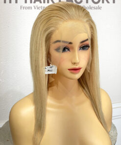 Bone Straight 2x6 Lace Frontal Wigs Creamy Blonde Color 10 inches