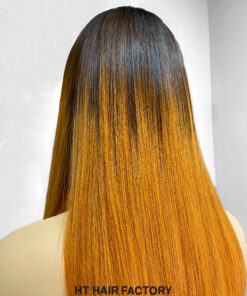 Bone Straight 2x6 Lace Frontal Wigs Dark Root Ginger Color 16 inches.