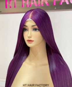 Bone Straight 2x6 Lace Frontal Wigs Berry Violet Color 20 inches