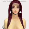 Bone Straight 13x4 Lace Frontal Wigs Dark Red Cherry Color 14 inches