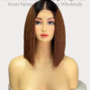 Bone Straight 2x4 Lace Frontal Wigs Black Roots Brown Color 10 inches
