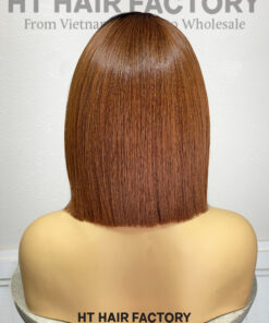 Bone Straight 2x4 Lace Frontal Wigs Black Roots Brown Color 10 inches