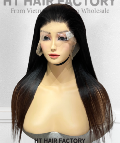 Bone Straight 13x6 Lace Frontal Wigs Black Roots Ombre Brown Color 20 inches