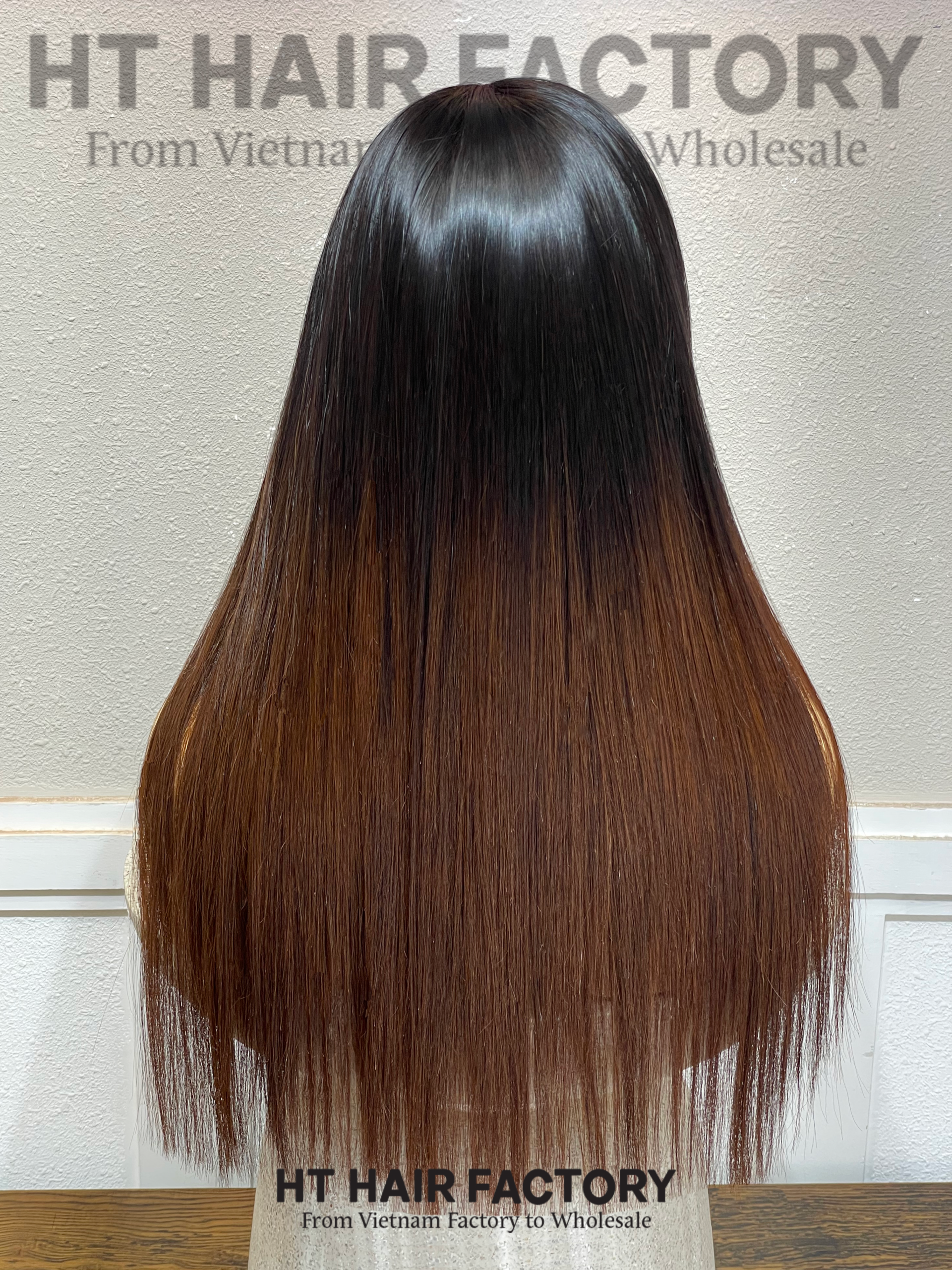 Bone Straight 13x6 Lace Frontal Wigs Black Roots Ombre Brown Color 20 inches