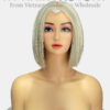 Bone Straight 2x6 Lace Frontal Wigs Silver Ash Blonde Color 8 inches