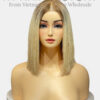 Bone Straight 2x6 Lace Frontal Wigs Rooted Blonde Color 10 inches