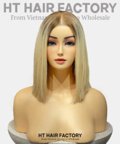 Bone Straight 2x6 Lace Frontal Wigs Rooted Blonde Color 10 inches