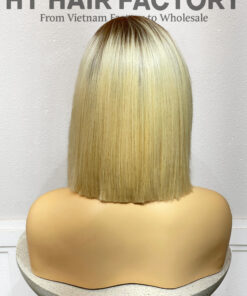 Bone Straight 2x6 Lace Frontal Wigs Rooted Blonde Color 10 inches