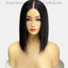 Bone Straight 2x6 Lace Frontal Wigs Black Color 12 inches