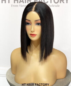 Bone Straight 2x6 Lace Frontal Wigs Black Color 12 inches
