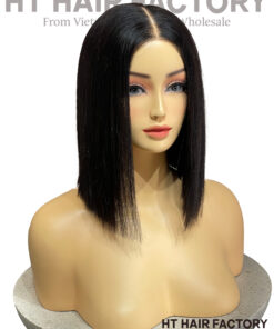Bone Straight 2x6 Lace Frontal Wigs Black Color 12 inches