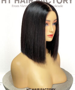 Bone Straight 2x6 Lace Frontal Wigs Black Color 12 inches
