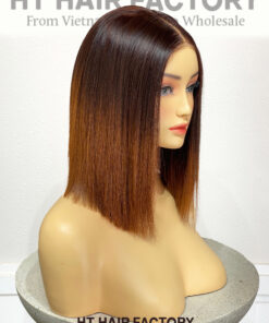 Bone Straight 5x5 Lace Frontal Wigs Brown Ombre Color 12 inches