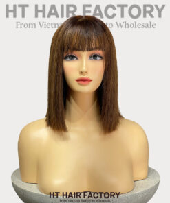 Short Straight Bob Human Hair Wigs with Fringe Wigs for Women Fringe Wig 5x5 lace Frontal 12 Inch Wig