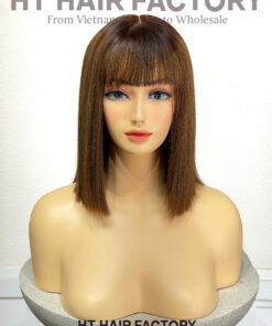 Short Straight Bob Human Hair Wigs with Fringe Wigs for Women Fringe Wig 5x5 lace Frontal 12 Inch Wig