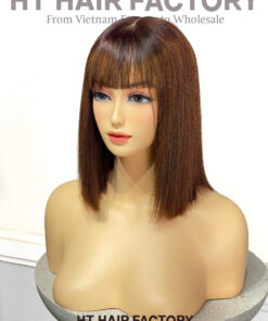 Short Straight Bob Human Hair Wigs with Fringe Wigs for Women Fringe Wig 5x5 lace Frontal 12 Inch Wig