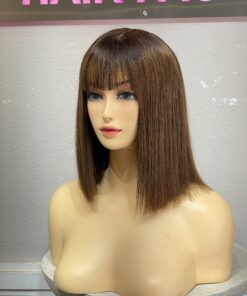 Short Straight Bob Human Hair Wigs with Fringe Wigs for Women Fringe Wig 5x5 lace Frontal 12 Inch Wig