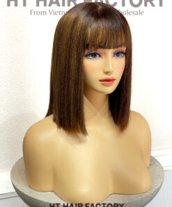 Short Straight Bob Human Hair Wigs with Fringe Wigs for Women Fringe Wig 5x5 lace Frontal 12 Inch Wig
