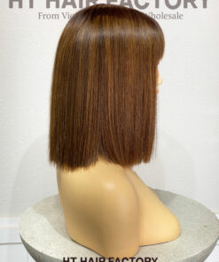 Short Straight Bob Human Hair Wigs with Fringe Wigs for Women Fringe Wig 5x5 lace Frontal 12 Inch Wig