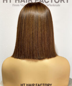 Short Straight Bob Human Hair Wigs with Fringe Wigs for Women Fringe Wig 5x5 lace Frontal 12 Inch Wig
